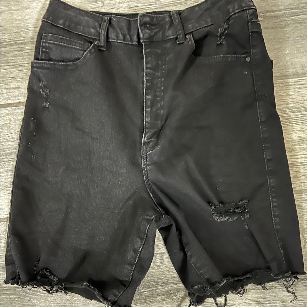 Distressed Denim Bermuda Shorts